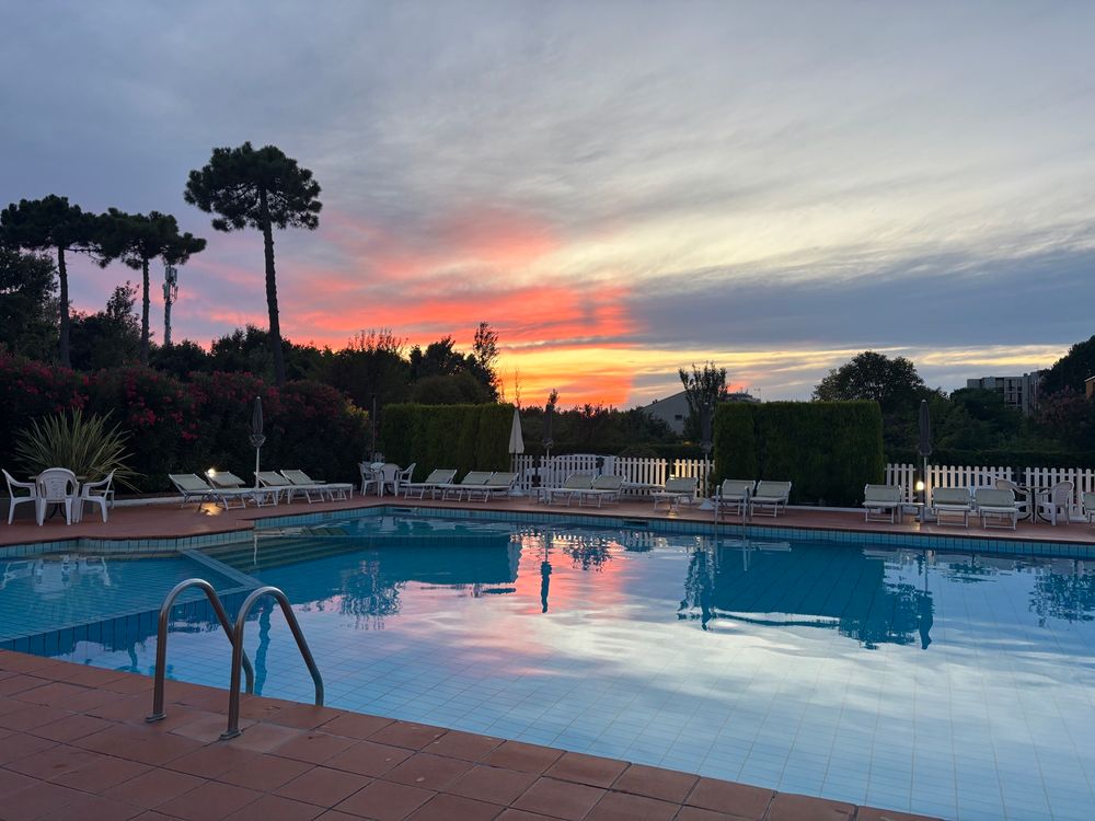 Sunset and pool 