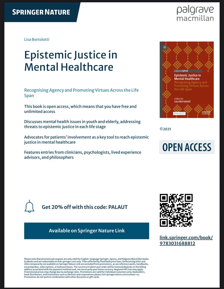 Flyer of Epistemic Justice in Mental Healthcare with discount code