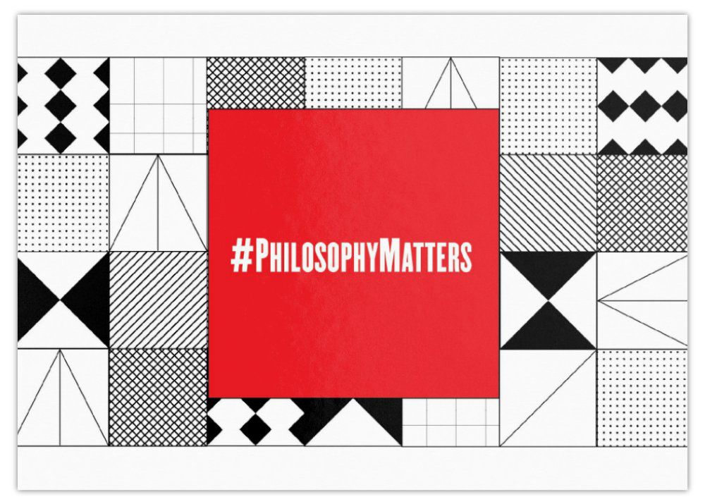 Postcard for philosophy matters in white black and red