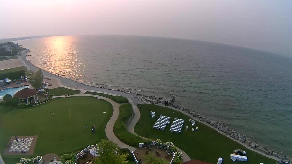 View looking NW from the Inn at Bay Harbor into Lake Michigan. // Image captured at: 2025-08-02 22:36:45 UTC (about 1 min. prior to this post) // Current Temp in Petoskey: 73.86 F | 23.26 C // Precip: clear sky // Wind: W at 8.053 mph | 12.9 kph // Humidity: 69%