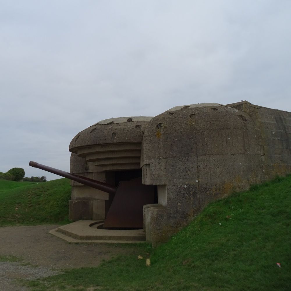 View of another concrete casemate housing a large artillery gun