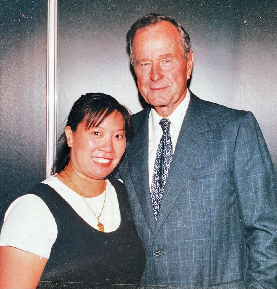 Photo with Pres. George H.W. Bush celebrating the 10th anniversary of The Points Of Light Foundation.