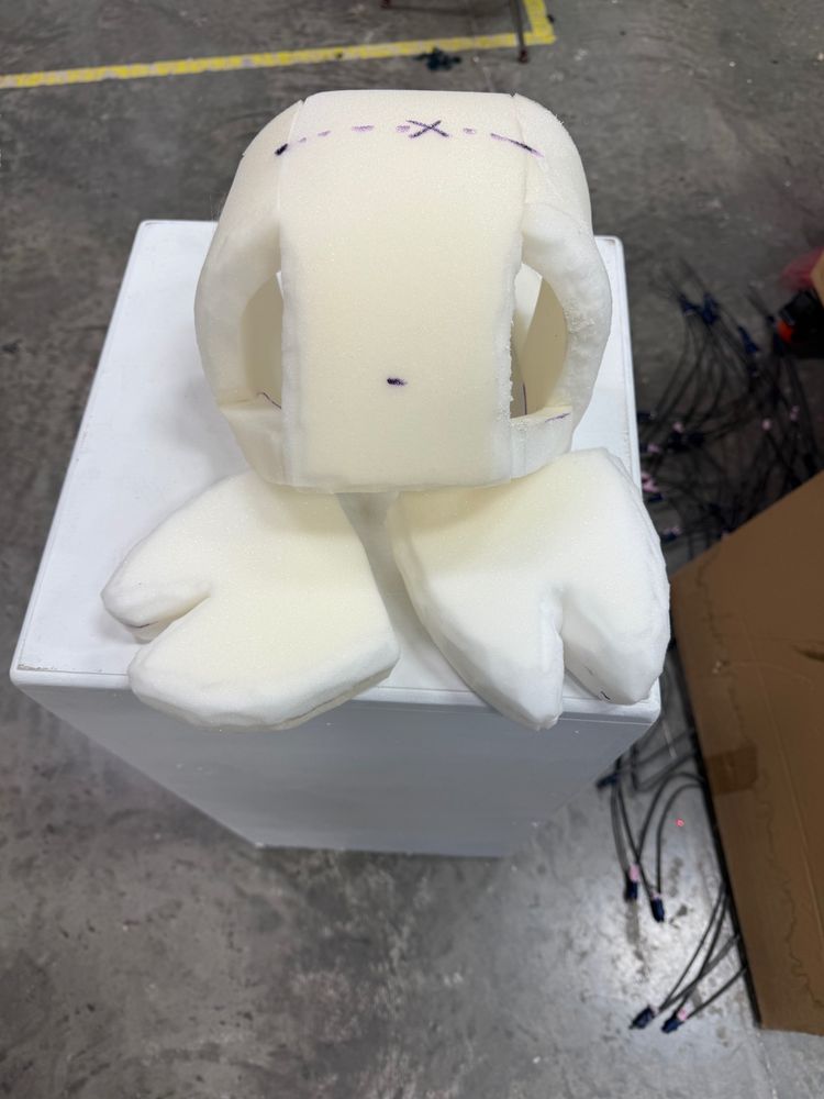 The start on the head support and the hooves, which are basically done being shaped