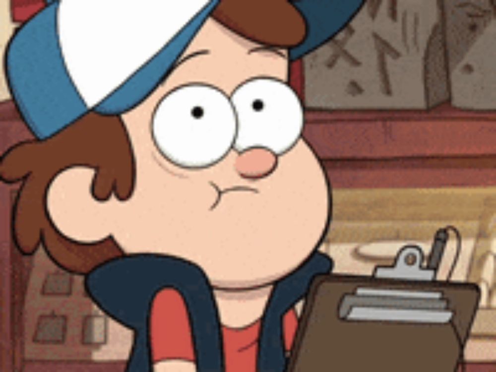 dipper from gravity falls is holding a clipboard