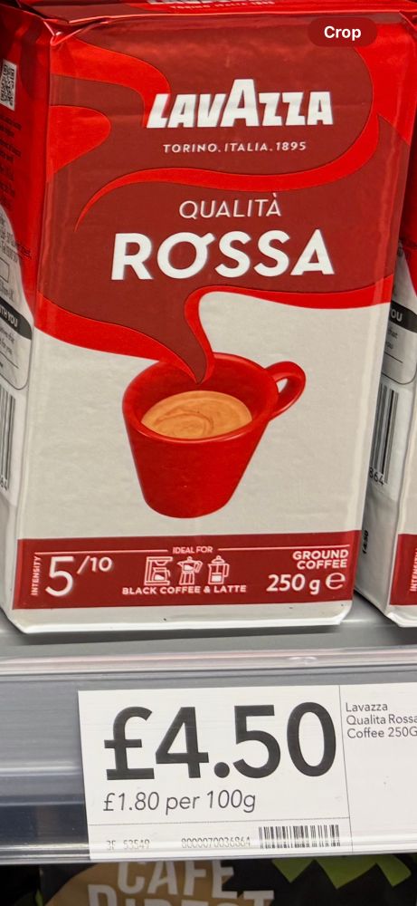 An individual pack of coffee priced at £4.50