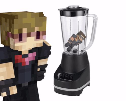 a blender with a picture of a man inside of it