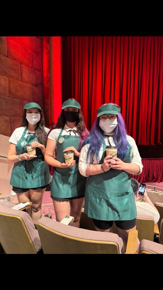 My friends and I dressed up as the Beanie’s coffee girls in the El Portal theatre