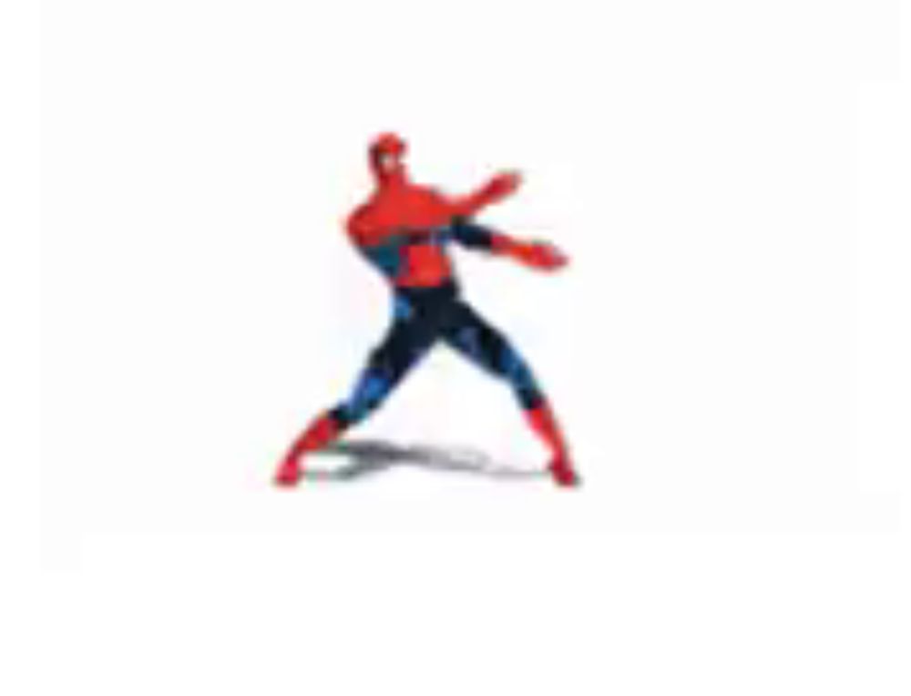 a spiderman is jumping in the air with his arms outstretched in a cartoon .