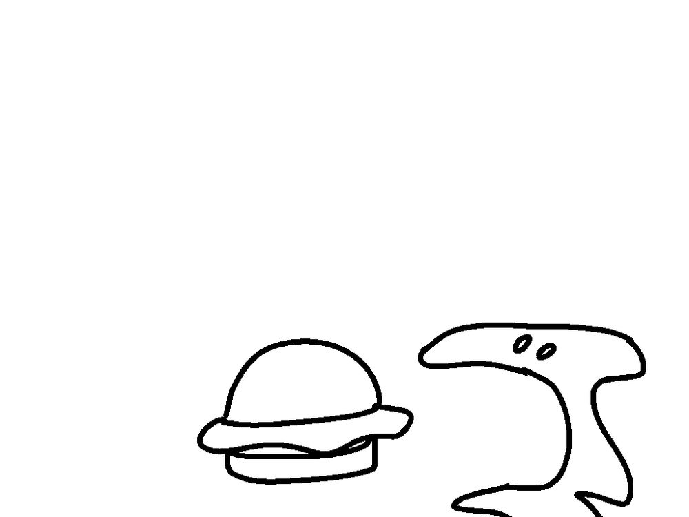 the specimen, irresistible to the floating burger, unhinges its jawline to swallow the burger whole 