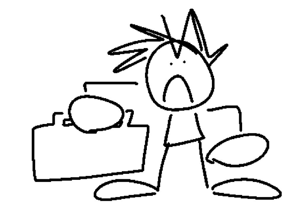 me holding a suitcase very angrily 
