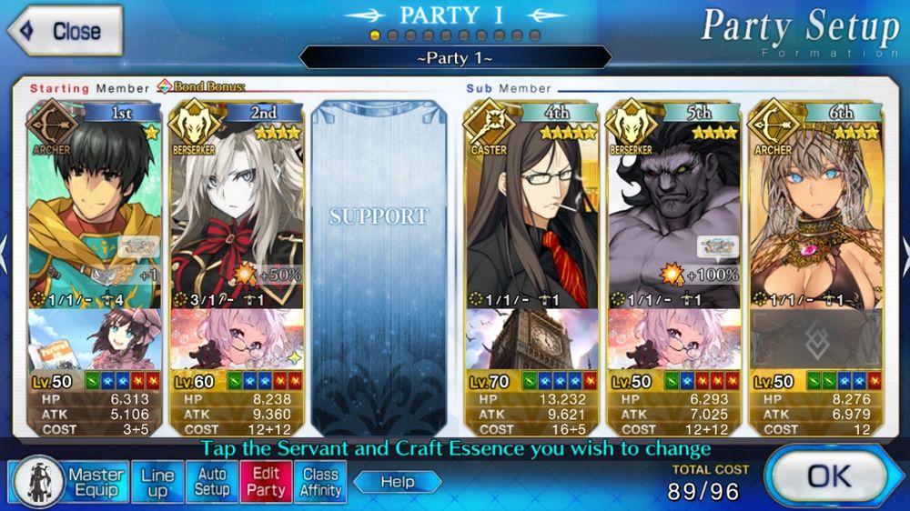 It's a screenshot of Fate Grand Order of OP's party setup. There's a level 50 Arash, level 60 Kriemhild, level 70 Zhuge Liang (Lord El-Melloi II), level 50 Heracles and level 50 Zenobia.