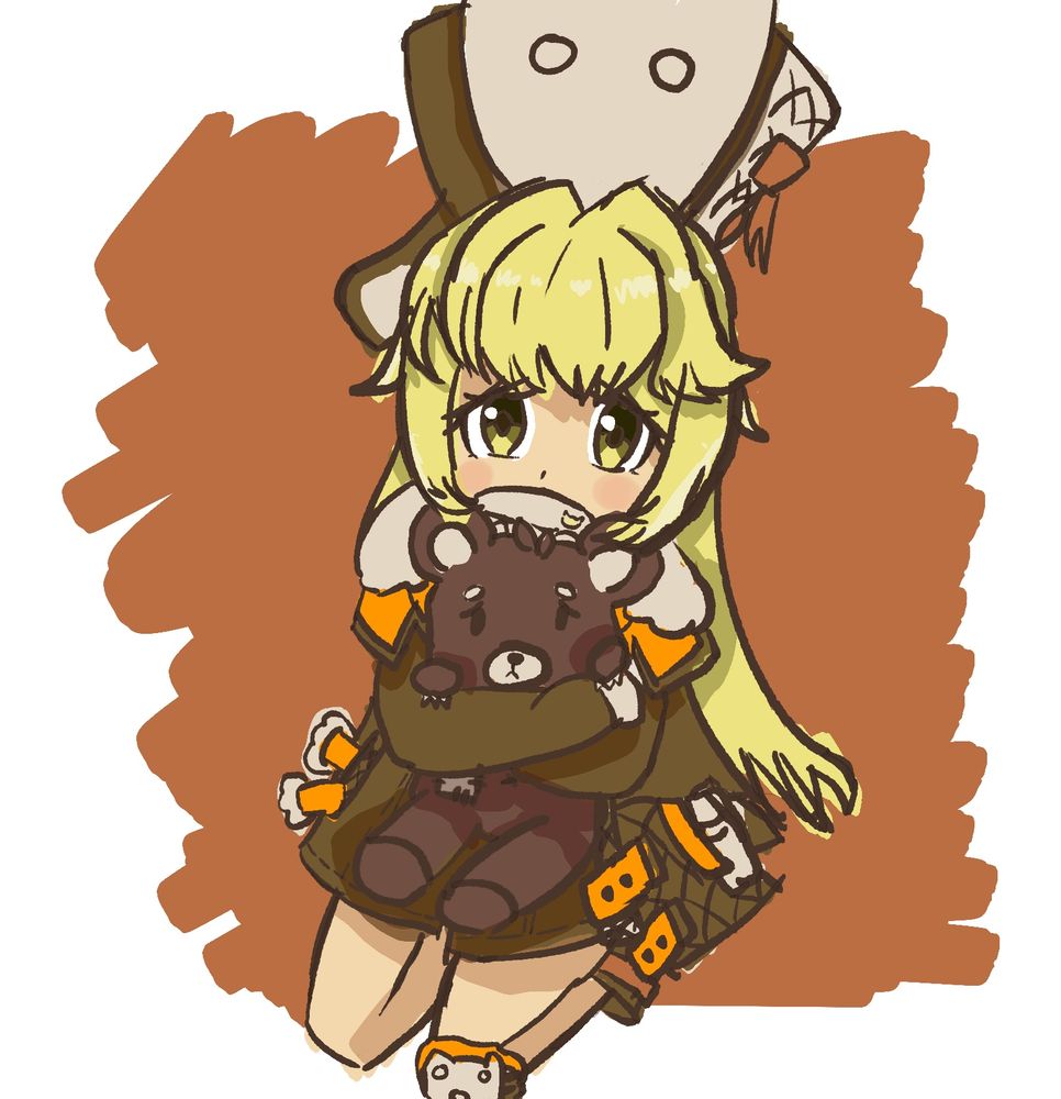 Hook from Honkai Star Rail hugging a bear