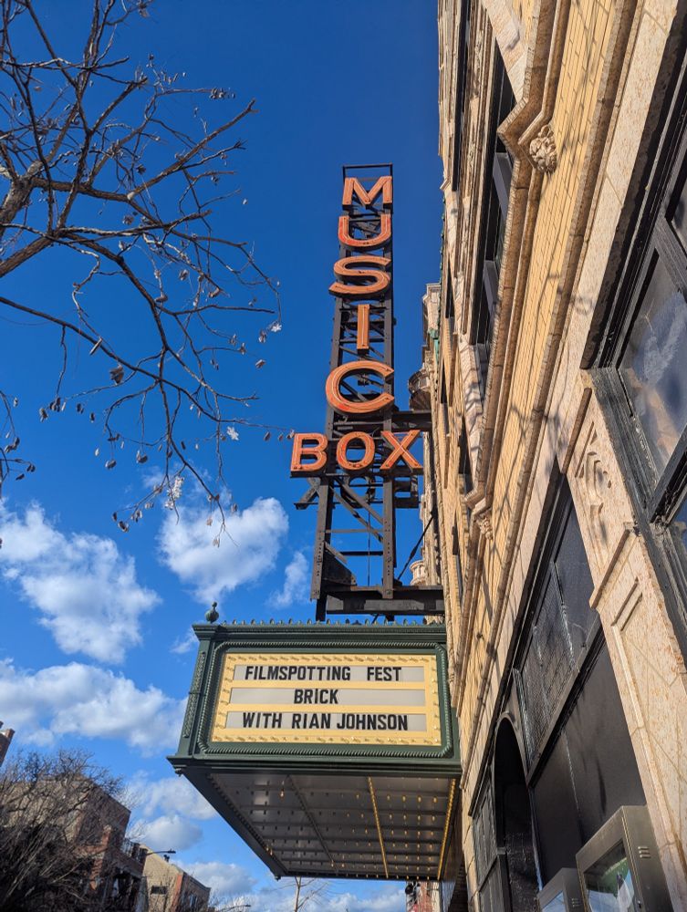 Music Box Theater Sign reading 

Filmspotting Fest
BRICK
with Rian Johnson 