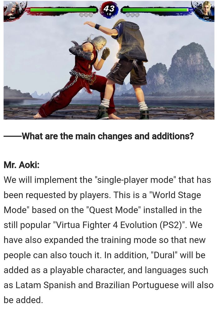 Virtua Fighter REVO World Stage will be based on VF4 Evo Quest mode