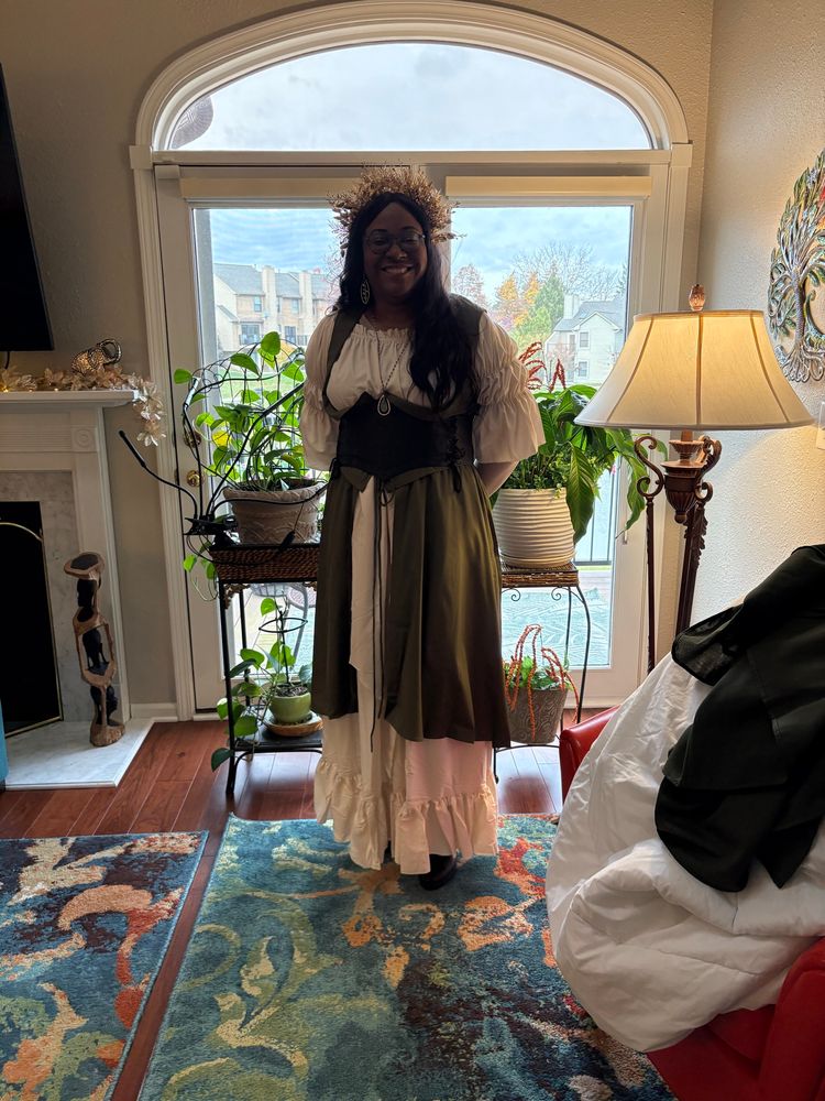 Ebonyteach in medieval forest queen costume, Angel’s Night ‘25