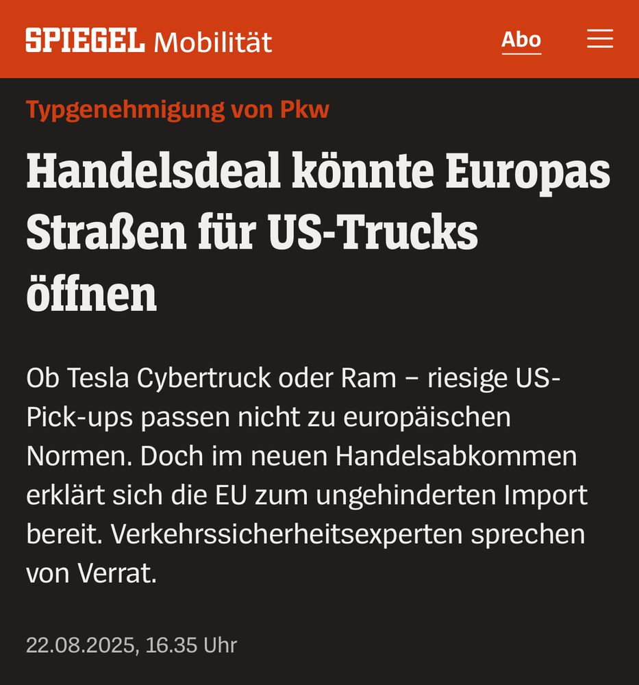 SPON: trump Deal ermöglicht Riesen SUV und Pickups in der EU