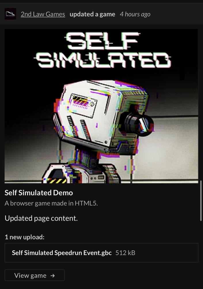 Screen shot of a Self-Sinulated update