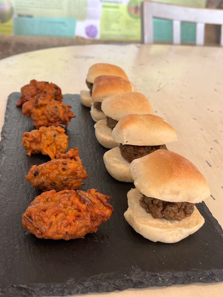 Bug burgers & pakora.