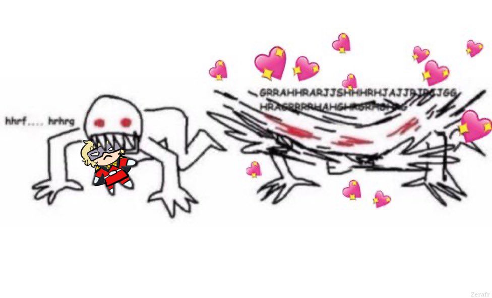 meme art of ripping up Char like a chew toy