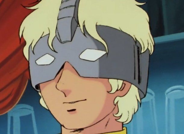 Char Aznable known doofus wearing his mask and no helmet