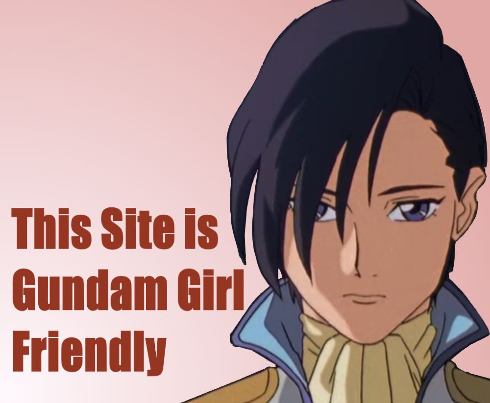 Image of Noin from Gundam Wing and the words "This Site is Gundam Girl Friendly"