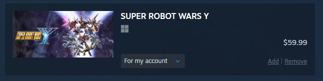 I'm putting Super Robot Wars Y in my Steam cart lol