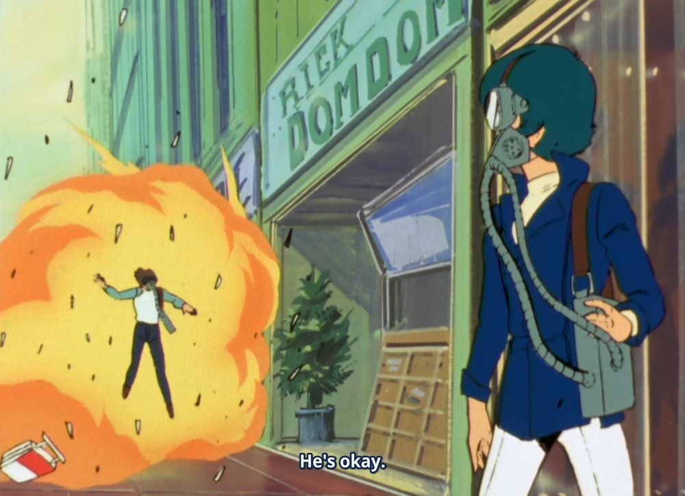 Kamille, looking over at Katz, who is failing to outrun a massive fireball: "He's okay."