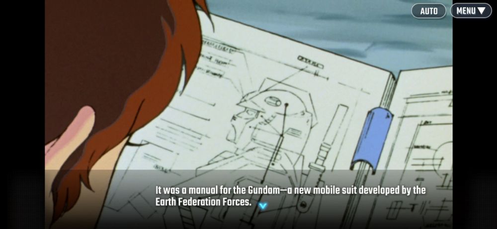 "It was a manual for the Gundam - a new mobile suit developed by the Earth Federation Forces." 