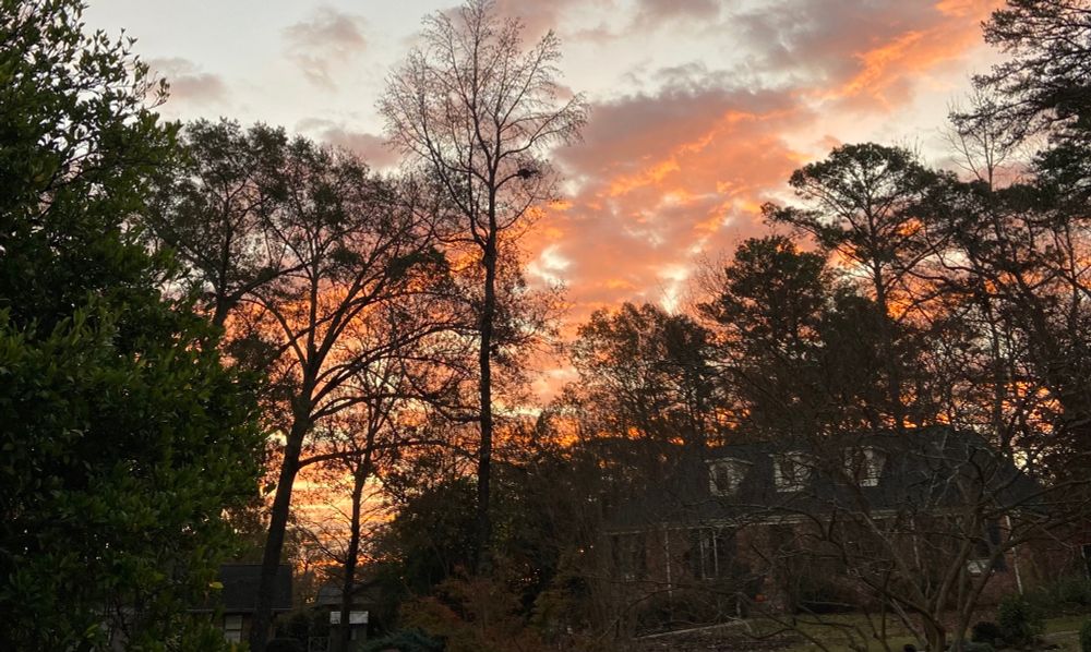 Red-tinted clouds in the skies over Hoover, Alabama.
