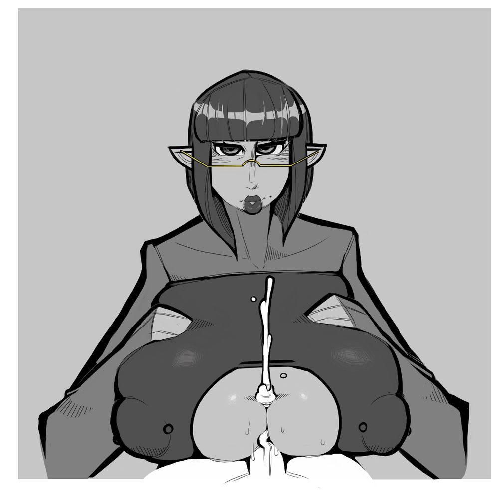 tall lady with pointy ears and big titty doing a titfuck