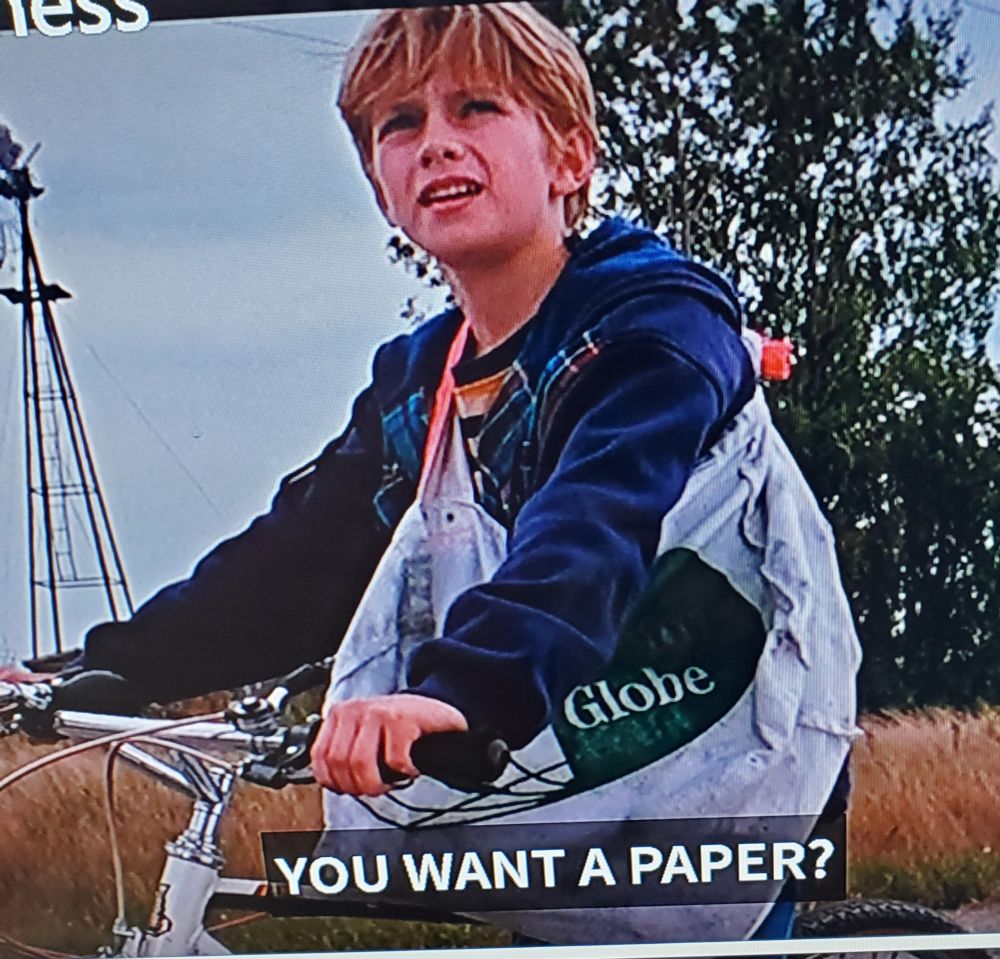 Hayden Christensen in his first film appearance, as a paperboy in John Carpenter's 1994 film In the Mouth of Madness 