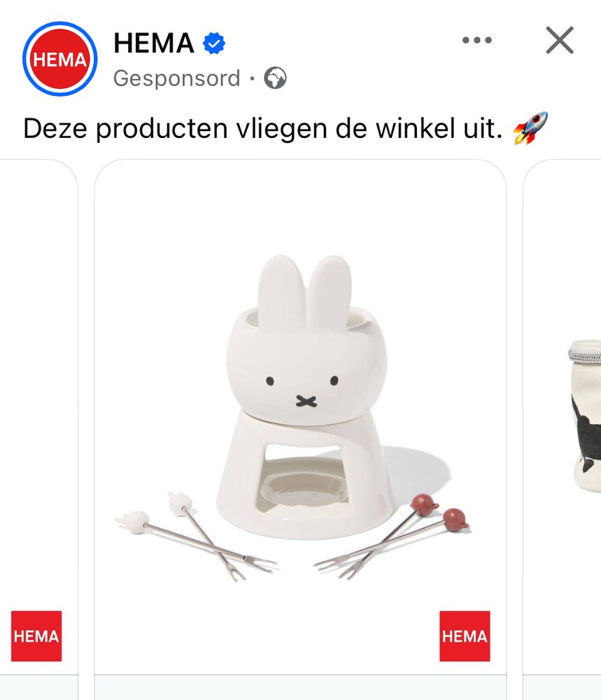 Een choco fondue stelletje van Nijntje. Helaas te klein om mee te kaasfonduen. 