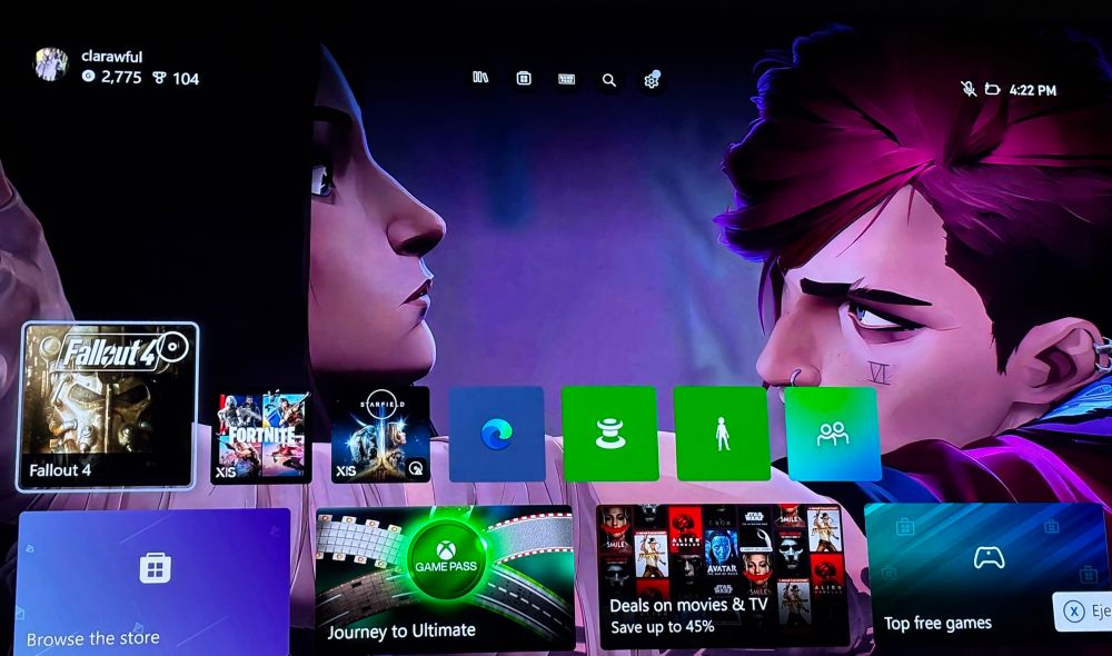 xbox screen with caitvi background