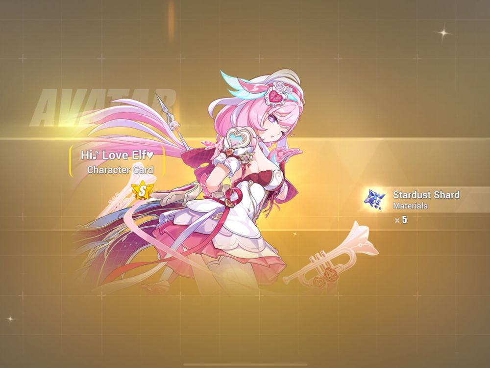 Screenshot of the splash art of "Hi♪ Love Elf❤︎ "obtained from successfully pulling her