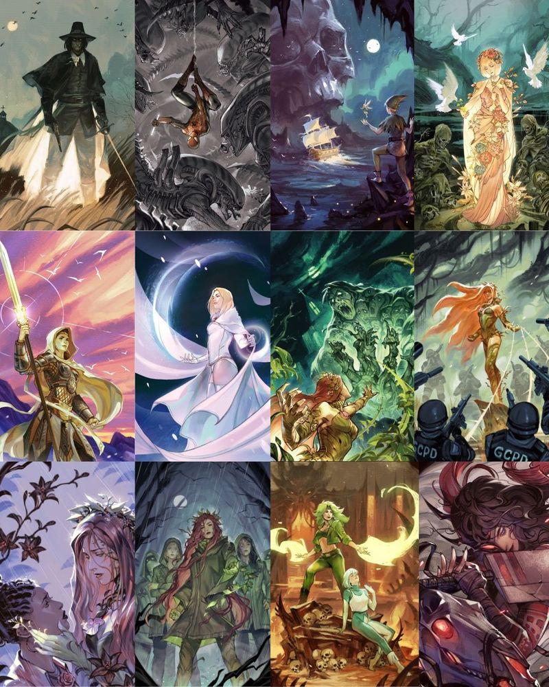 Collage of various covers for comics.