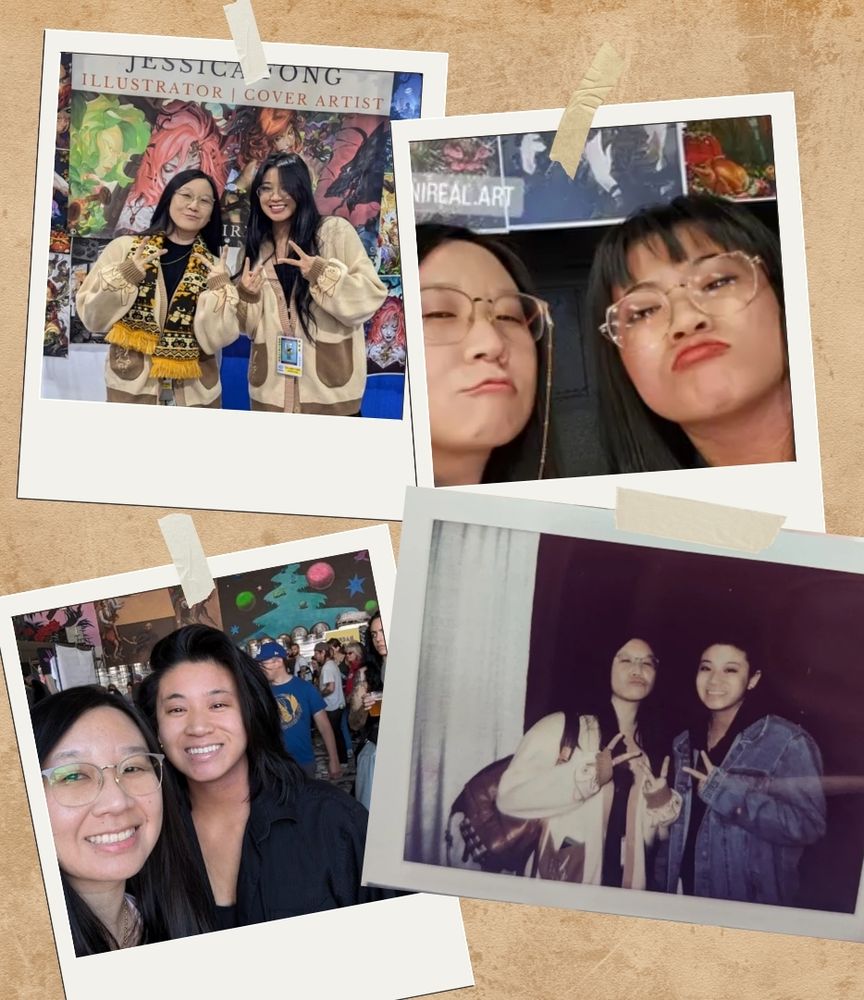 Pictures of sisters traveling at different conventions.