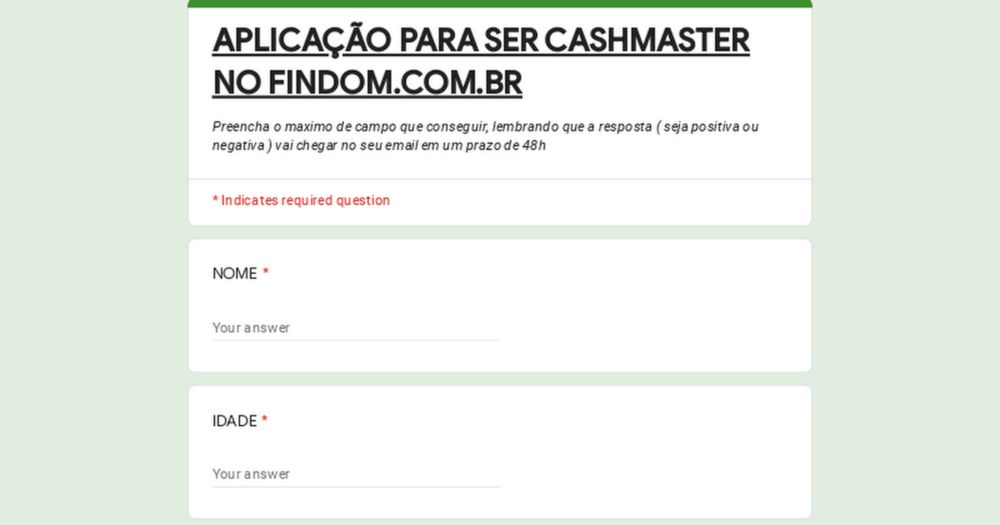 APLICAÇÃO PARA SER CASHMASTER NO FINDOM.COM.BR