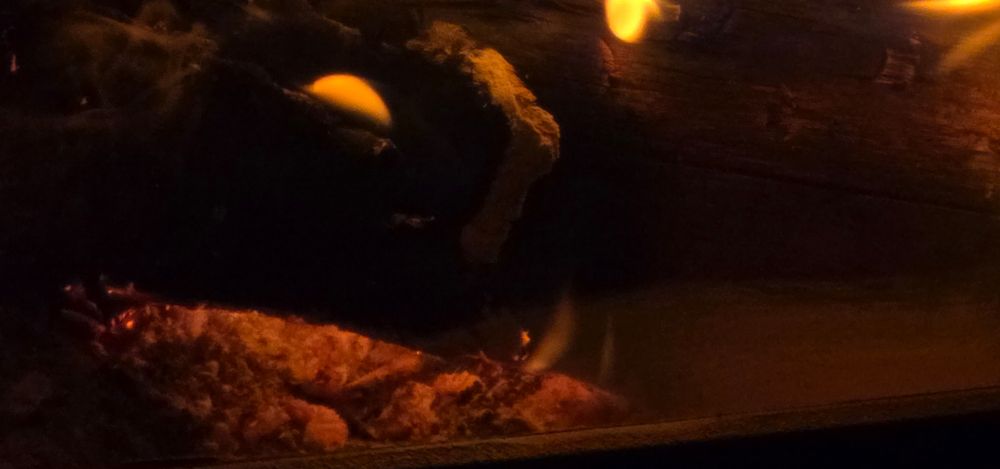 A close-up photo of burning wood