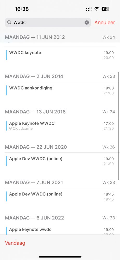 Screenshot from my calendar