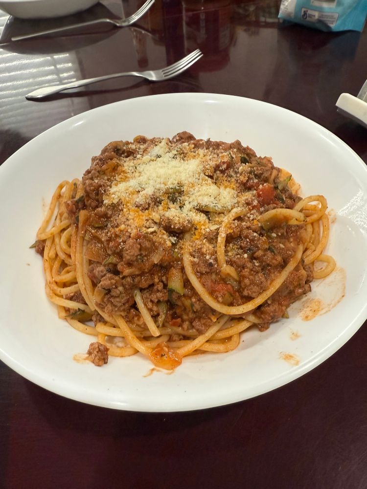 Bolognese with Parmesan cheese