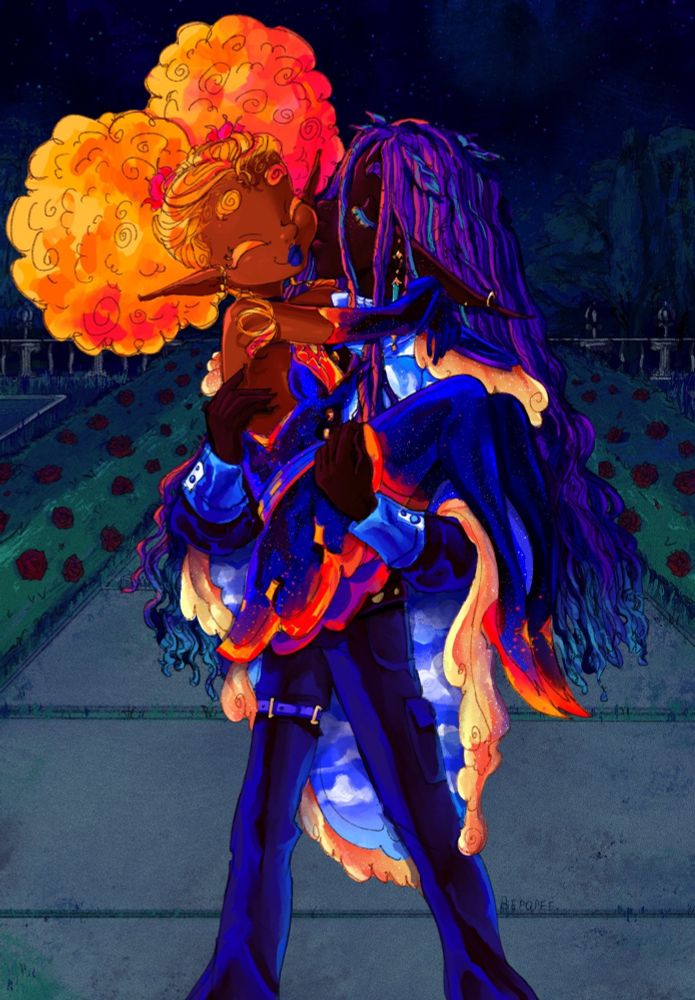 Illustration of a couple enjoying a night together. 