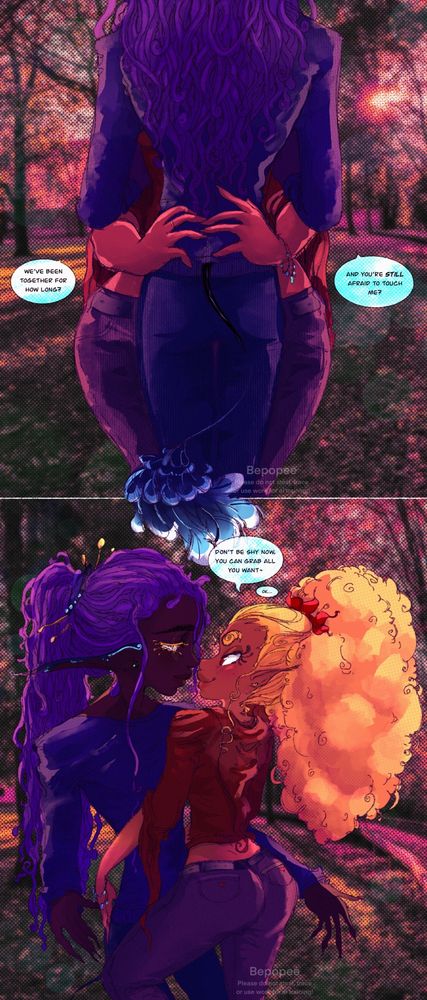 Illustration of two original characters in a relationship.