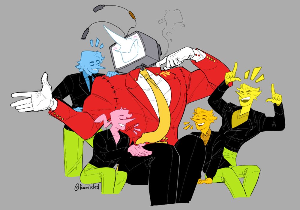 Mr. Tenna surrounded by the Addisons from Chapter 2