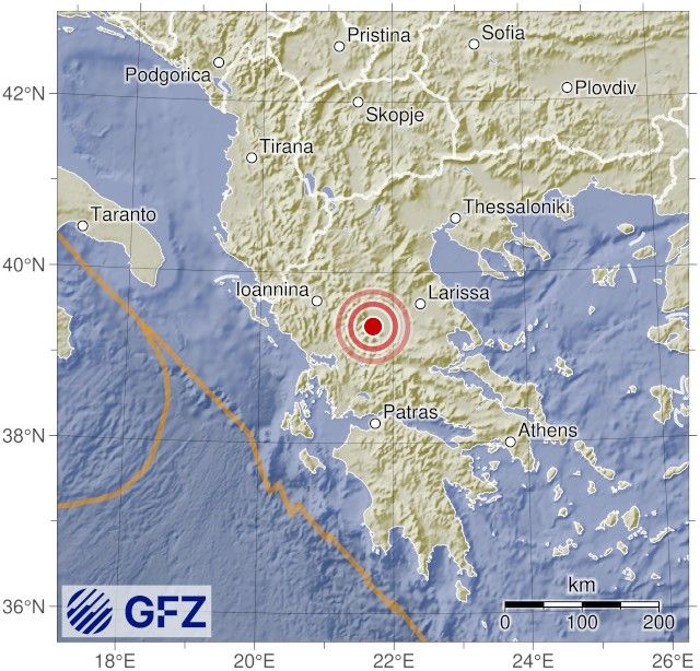 Map showing the earthquake of 2025-11-24 in Greece