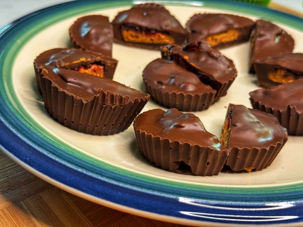 Peanut butter cups arranged on a plate in a star pattern