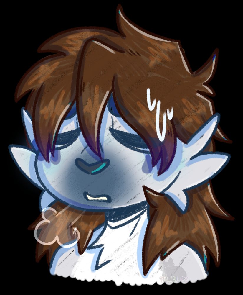 Personal art of one of my sonas -- a male harp seal with long brown hair and teardrop markings under his eyes