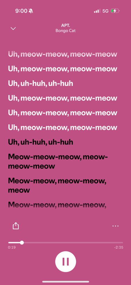 Lyrics that just say “meow-meow” over and over. 
