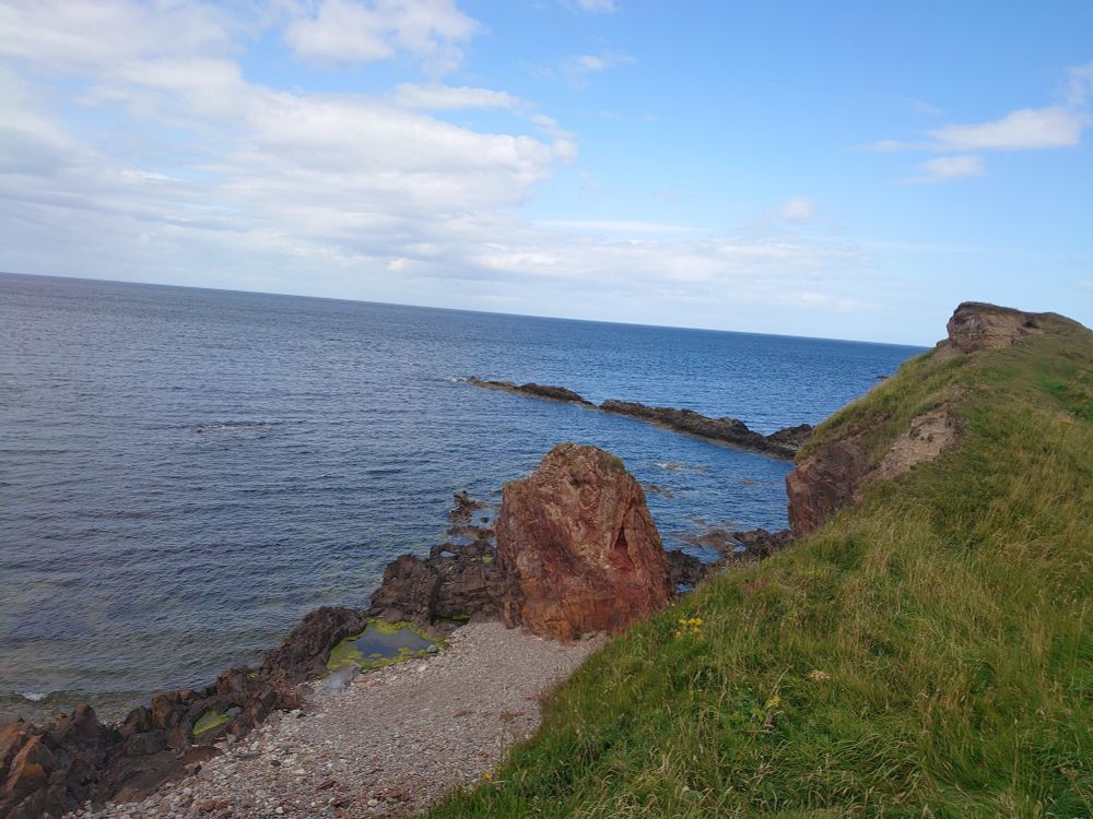 View of rocks to sea