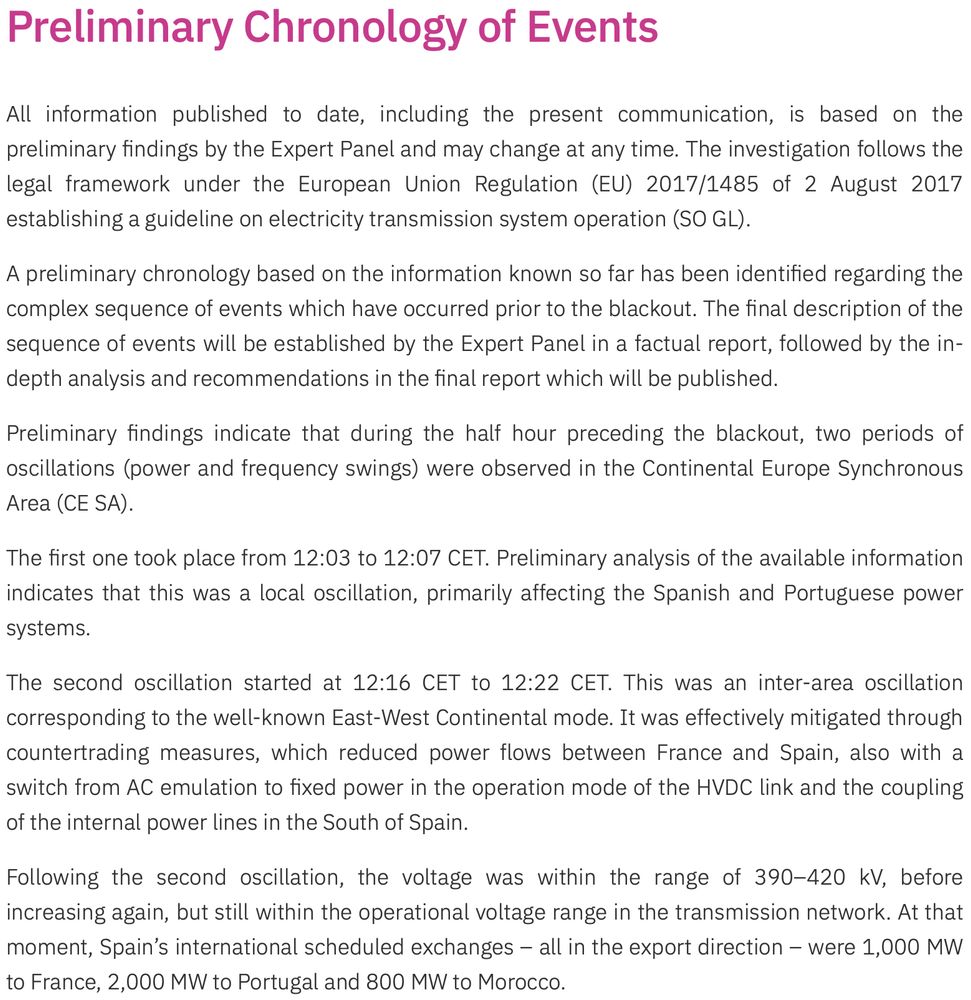 Preliminary Chronology of Events (ENTSO-E)