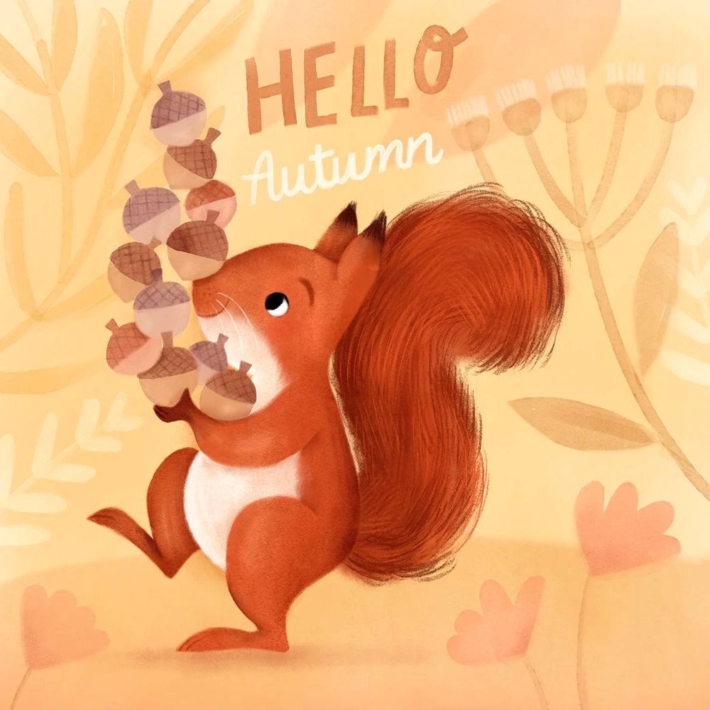 A red squirrel precariously balances nuts he’s gathering for winter. 